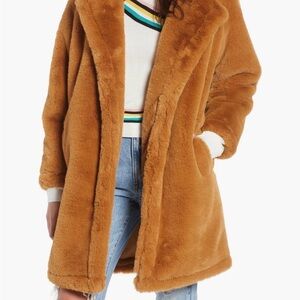 Woven Heart Camel Teddy Jacket